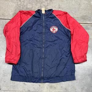 vintage boston red sox navy and red full zip windbreaker jacket size small